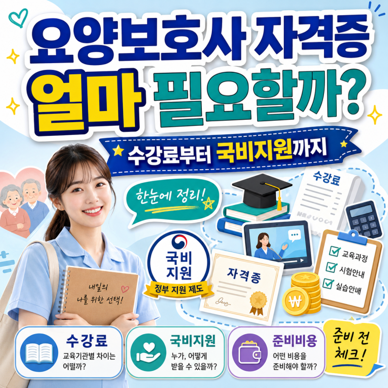 요양보호사 자격증 따려면 얼마 필요할까? 수강료부터 국비지원까지