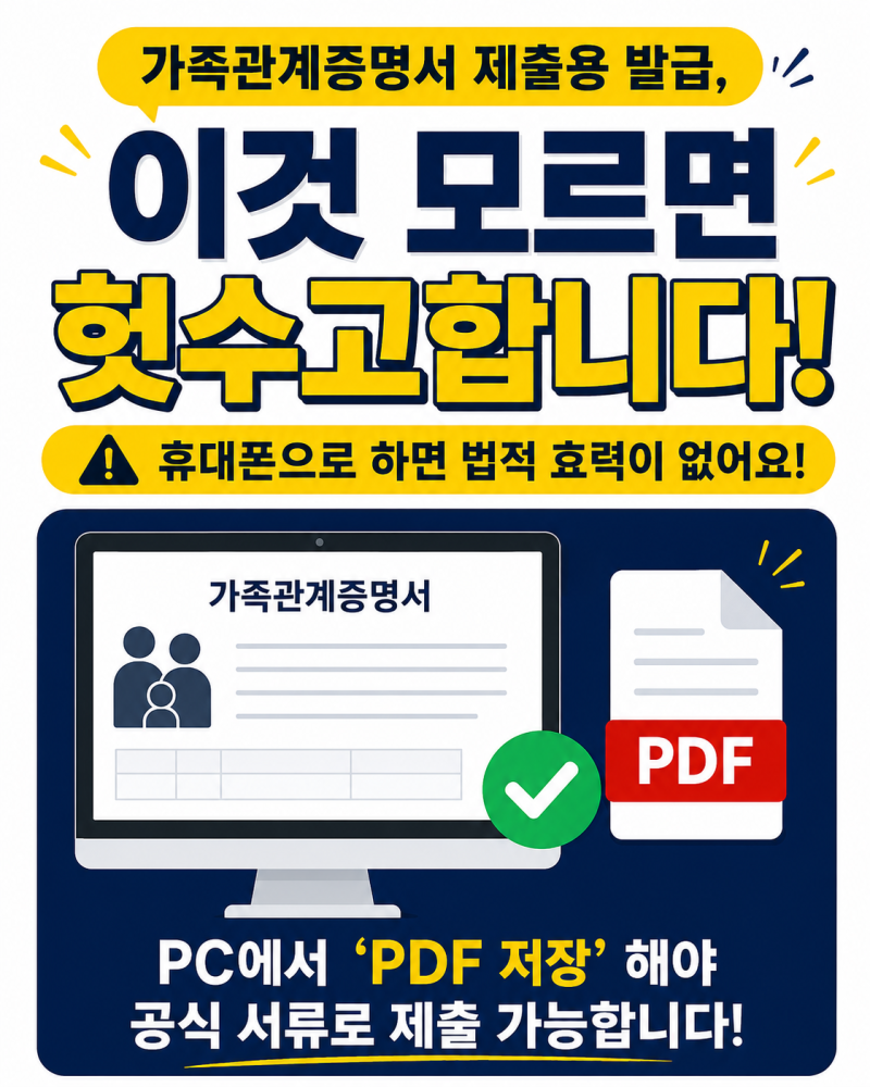 가족관계증명서 온라인 발급, ‘이것’ 모르면 헛수고합니다! ｜제출용 PDF 저장까지 한 번에....