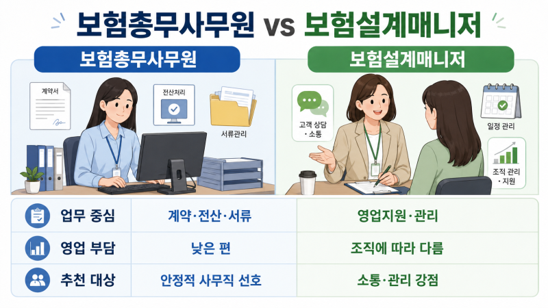 보험총무사무원 7가지 현실과 비전(비교)