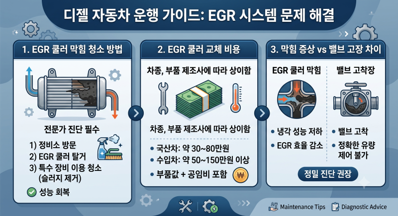 EGR 쿨러 막힘 청소 방법 궁금해요? 교체 비용과 EGR 밸브 고장 차이까지 정리