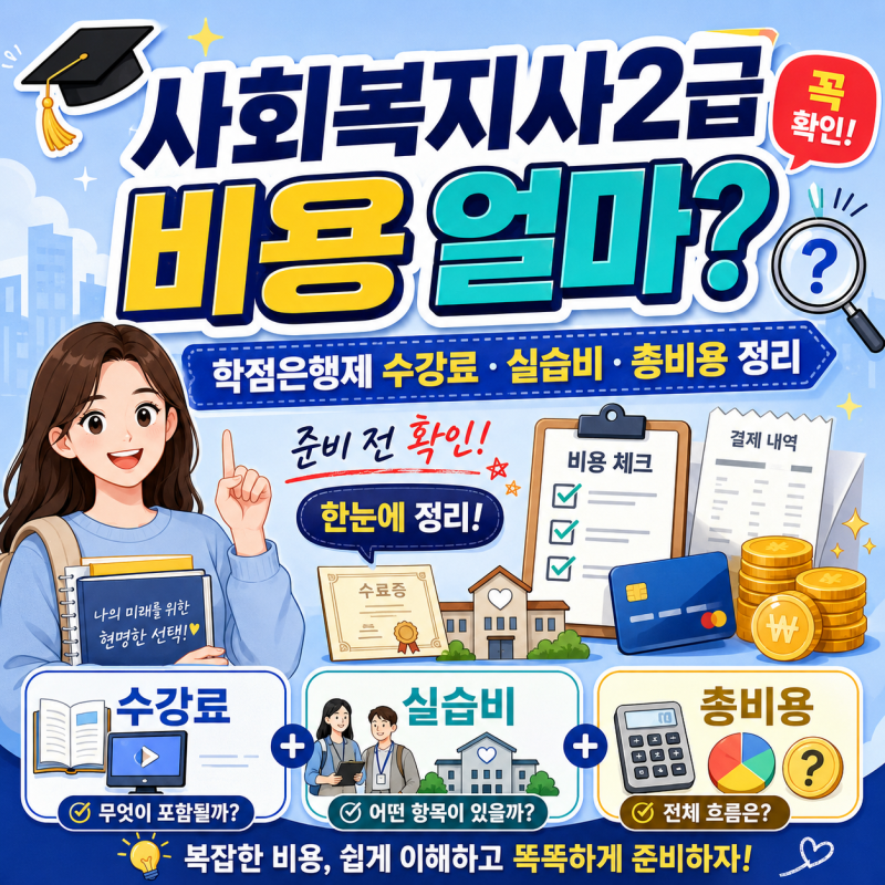 사회복지사2급 비용 얼마? 학점은행제 수강료·실습비·총비용 정리