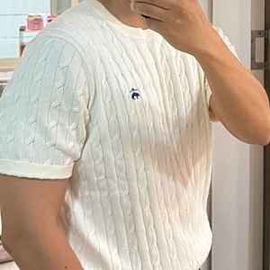 [브룩스브라더스] 코튼 케이블 크루넥 반팔 니트 XXL실착 후기 - 여름 출근용 반팔 폴로 니트 ....