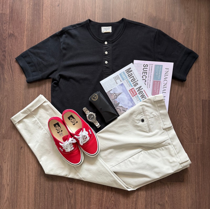 브론슨 헨리넥 티셔츠 솔직 리뷰 | Vintage Short Slaeeve Henley Tee Black VS 10.6 oz Cotton 비교분석