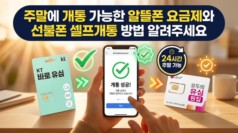 주말에 개통 가능한 알뜰폰 요금제와 선불폰 셀프개통 방법 알려주세요