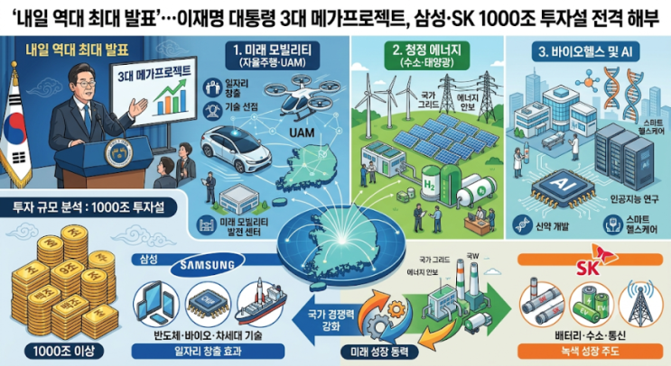 "내일 역대 최대 발표"…이재명 <b>대통령 3대 메가프로젝트</b>... 