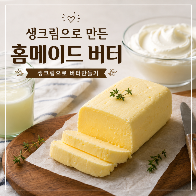 생크림으로 버터만들기, 휘핑크림 만들다 우연히 만든 홈메이드 버터