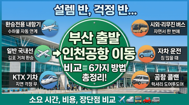 부산에서 인천공항 가는 방법 6가지 총정리! (소요 시간, 비용, 장단점 비교)