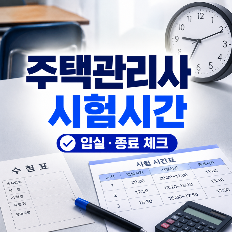 주택관리사 시험시간 2026, 1차·2차 입실 시간과 종료 시간 정리