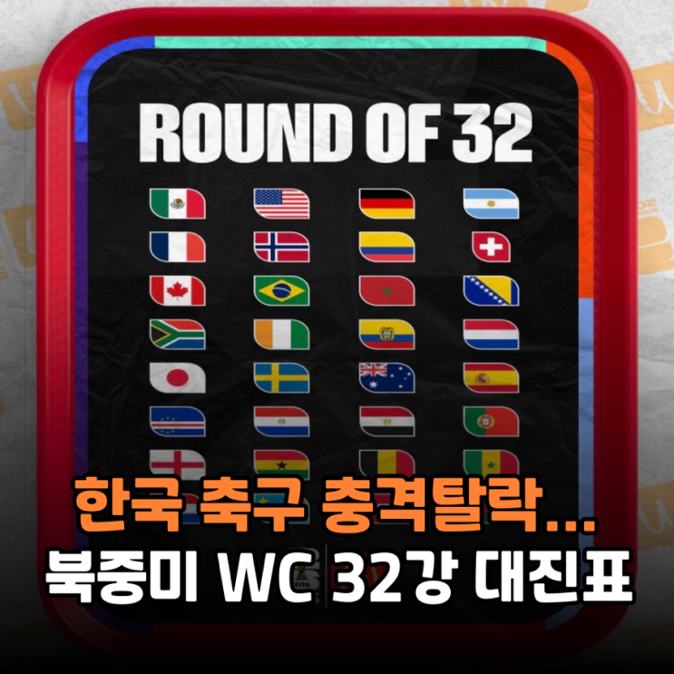 2026 북중미 월드컵 <b>32강</b> 토너먼트 <b>대진표</b>