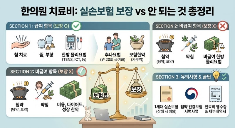 한의원·한방병원 치료비, 실손보험에서 받을 수 있는 것 vs 안 되는 것 총정리