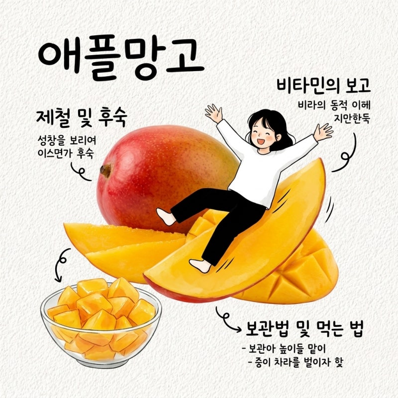 애플망고 효능 제철 후숙 보관법 자르는법