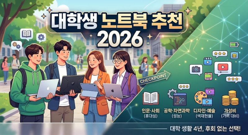 대학생 노트북 추천 2026, 4년 내내 후회 없는 가성비 및 고성능 가이드
