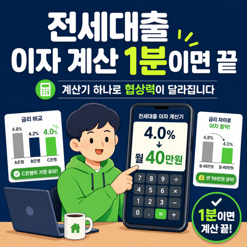 전세자금대출 이자계산기로 5분 만에 월 이자 계산 후기