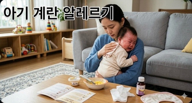 돌전 아기 계란 알레르기 구토 증상 알레르기 테스트 결과