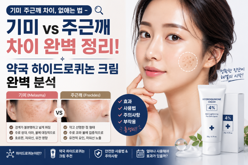 기미 주근깨 차이, 없애는 법 - 약국 하이드로퀴논 크림 완벽 분석 feat.도미나, 멜라토닝