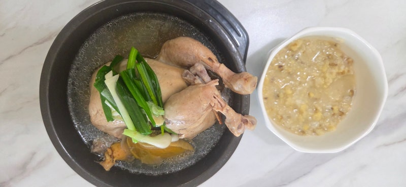 삼복더위를 이기는 건강식 녹두전복 삼계탕 만들기 (압력솥조리)