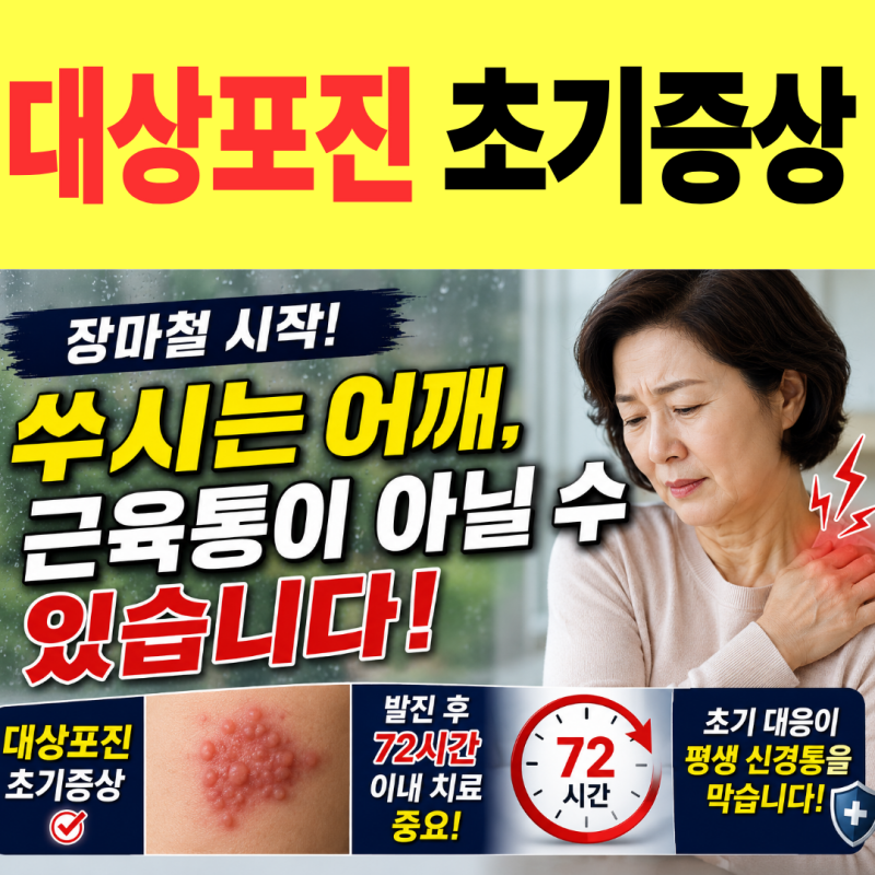여름철 대상포진 초기증상, 쑤시는 어깨가 단순 근육통만은 아닐 수 있습니다