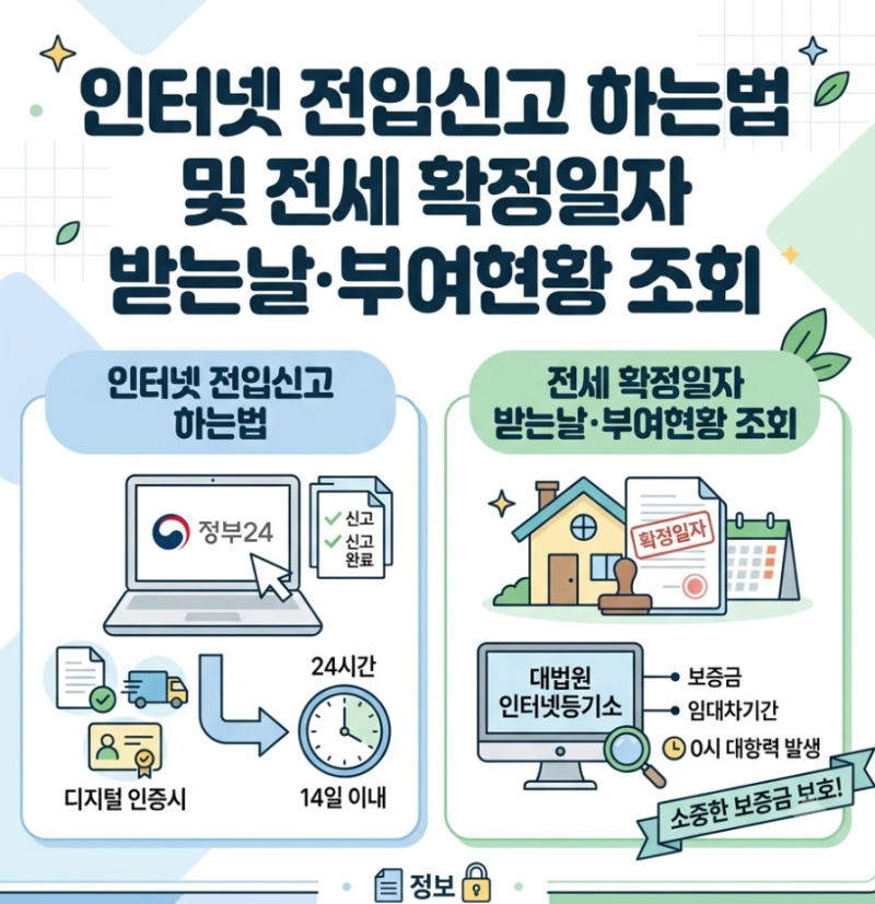 주민센터 방문 없이 전세 확정일자 받는날 인터넷 전입신고 하는법 및 부여현황 조회