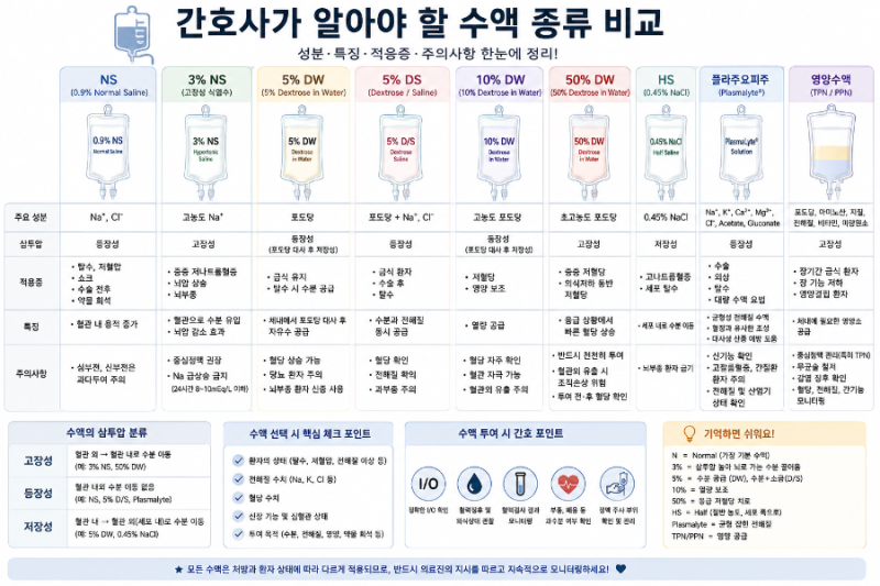 간호사가 알아야 할 수액 종류 총정리