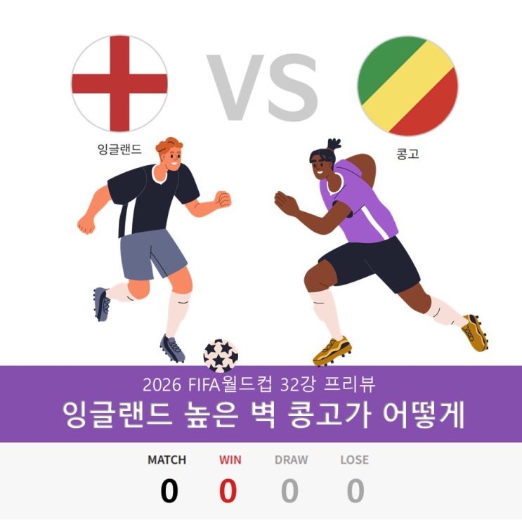 <b>잉글랜드</b> vs 콩고 축구... 역대전적, FIFA랭킹 및 <b>16강 진출</b> 전망