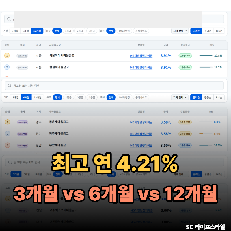 MG새마을금고 정기예금 금리 비교, 3개월 6개월 12개월 최고 이율 총정리