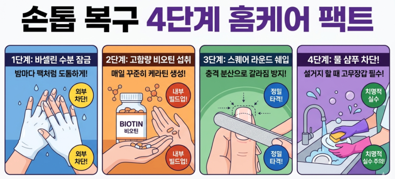 [손톱 심폐소생] 쏙오프 후 종잇장처럼 얇아져 찢어지는 상한 손톱 영양제 없이 2주 만에 두....