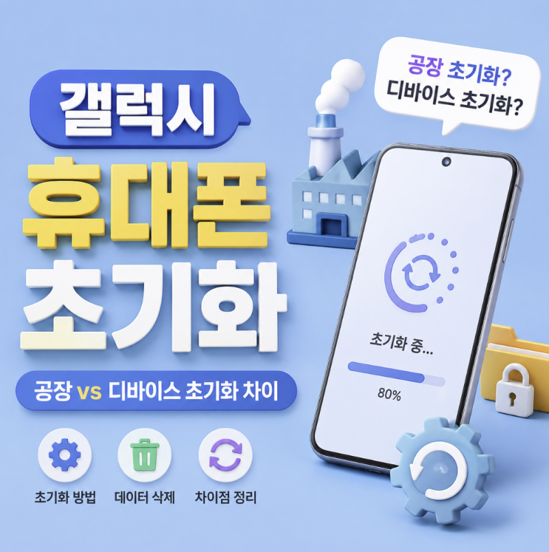갤럭시 휴대폰 초기화 방법 (공장, 디바이스 초기화 차이)