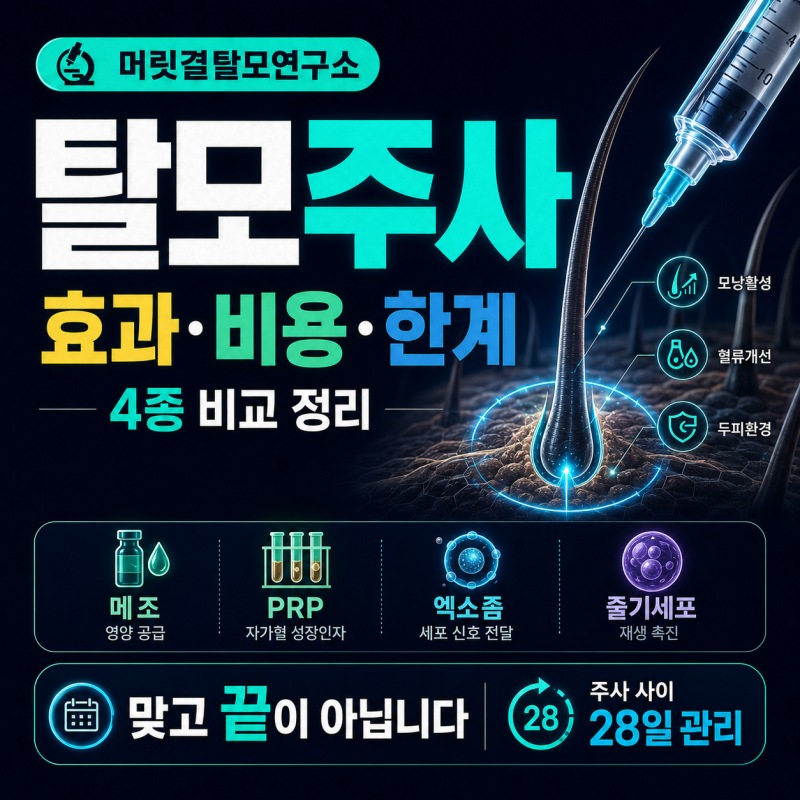 [풍성한 모발] 탈모주사 효과 솔직 정리 + 비용 부담될 때 집에서 할 수 있는 것들