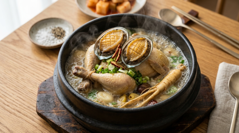 [전복삼계탕] 황금레시피: 최고의 시너지! 야들야들한 닭고기와 탱글한 전복의 깊은 감칠맛....