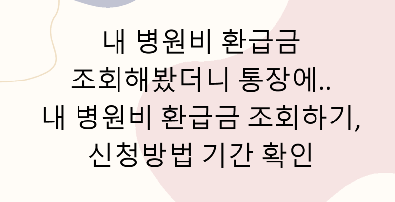 내 병원비 환급금 조회하기, 신청방법 기간 확인 및 병원비 환급금 조회 어플 설치