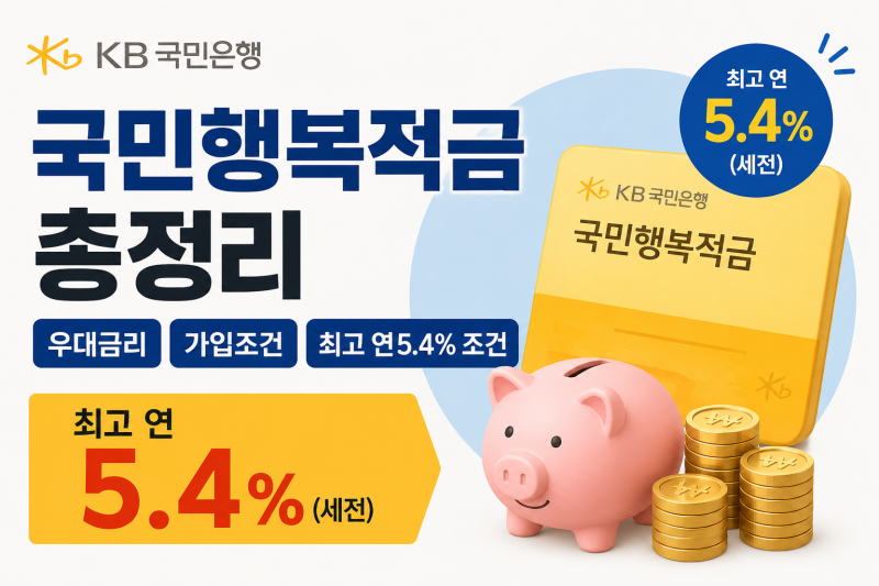 국민은행 국민행복적금 총정리(우대금리, 가입조건, 최고연5.4% 조건)