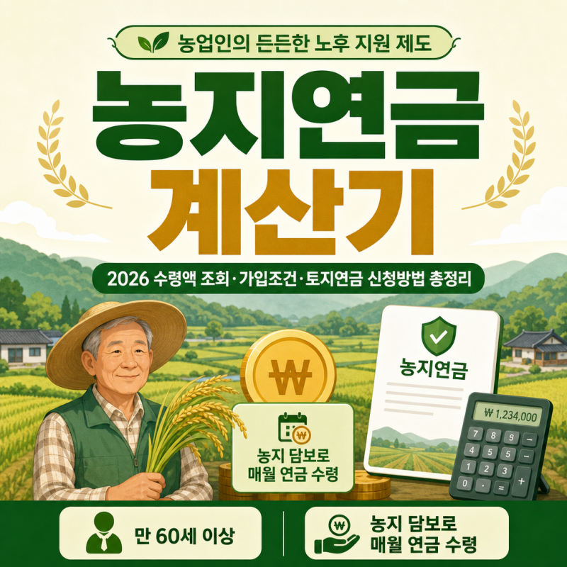 농지연금 계산기｜2026 수령액 조회·가입조건·토지연금 신청방법 총정리