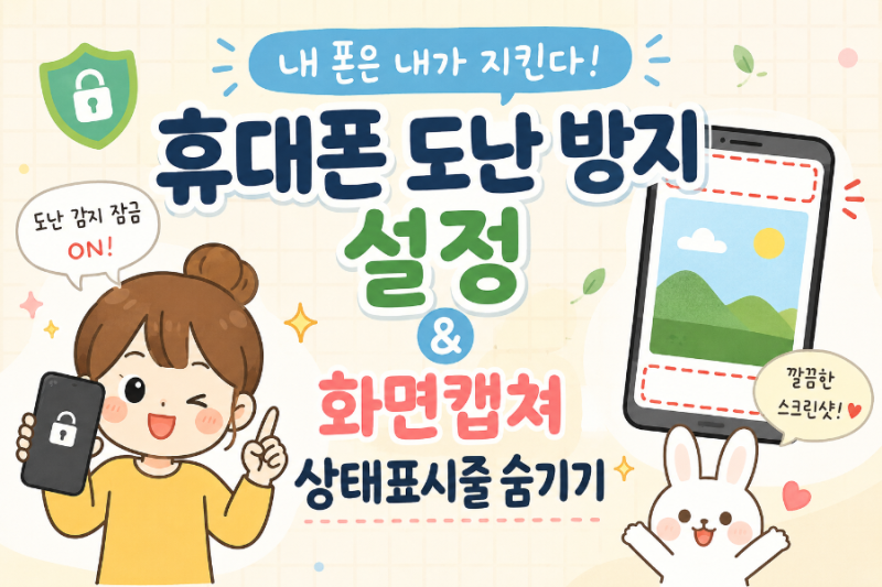 갤럭시 필수 설정 2가지 ! 도난방지 설정 방법｜도난 감지 잠금 켜기 & 화면 캡처 상태표시줄 ....