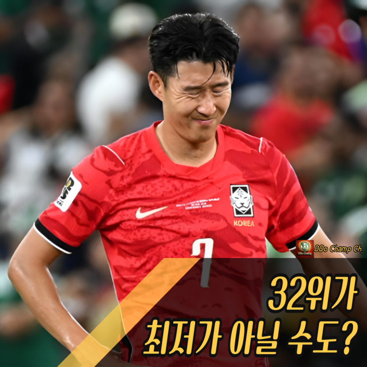 "<b>32위</b>가 최저가 아닐 수도?" <b>한국 FIFA 랭킹</b>, 25위에서 <b>32위</b>... 