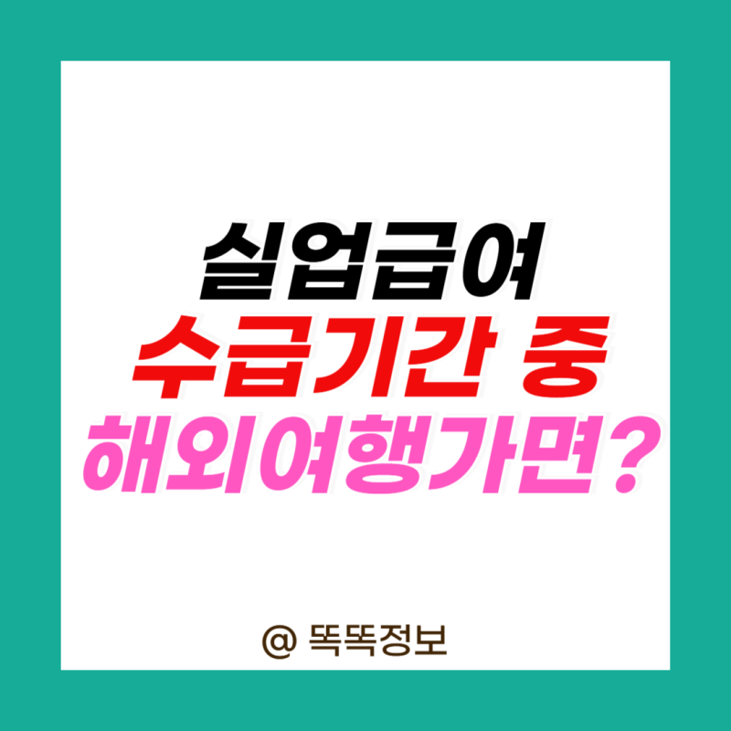 실업급여 수급기간 중 해외여행 가도 될까? 실업인정일 부정수급 주의