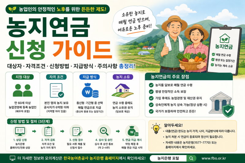 농지연금 신청 가이드｜가입요건·지급방식·상속 전 체크포인트
