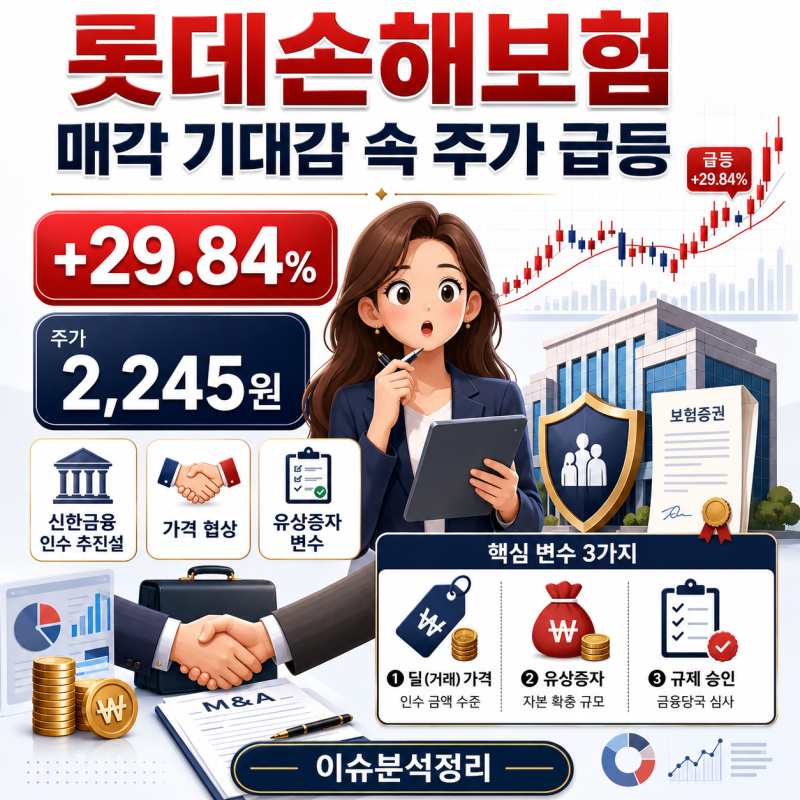 롯데손해보험 이슈분석정리, 매각 기대감 속 주가 급등 이유와 변수