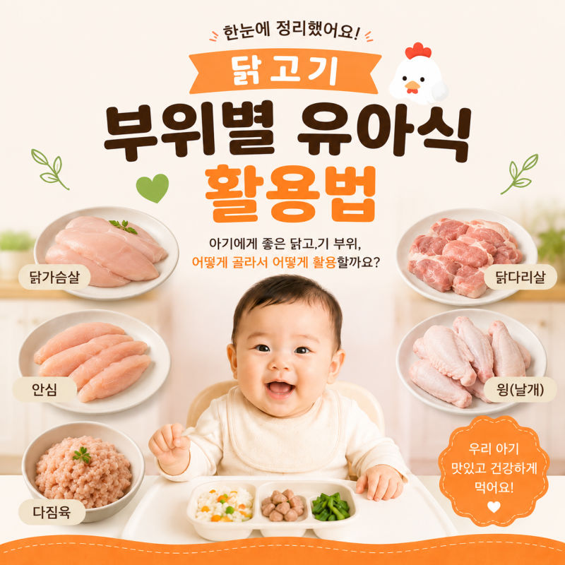 닭고기 부위별 유아식 활용법 닭가슴살부터 닭다리살까지 한눈에 정리!