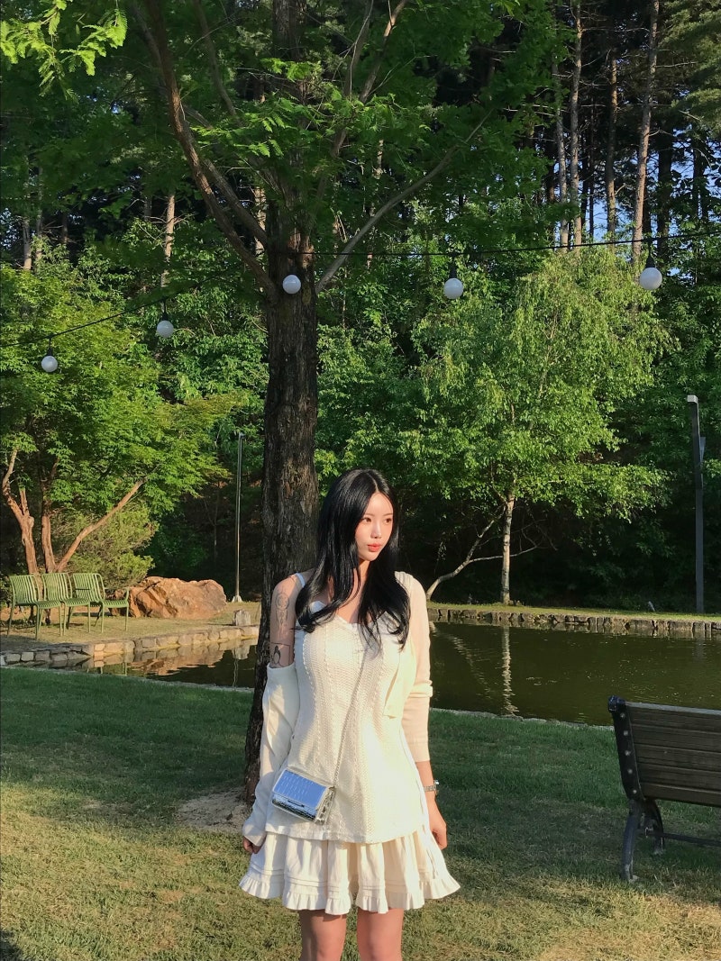 핀터무드고퀄 레이어드 랩 나시 원피스 펀칭 레이스 리본 여름원피스 스커트