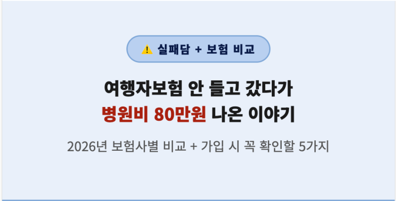 여행자보험 비교 병원비