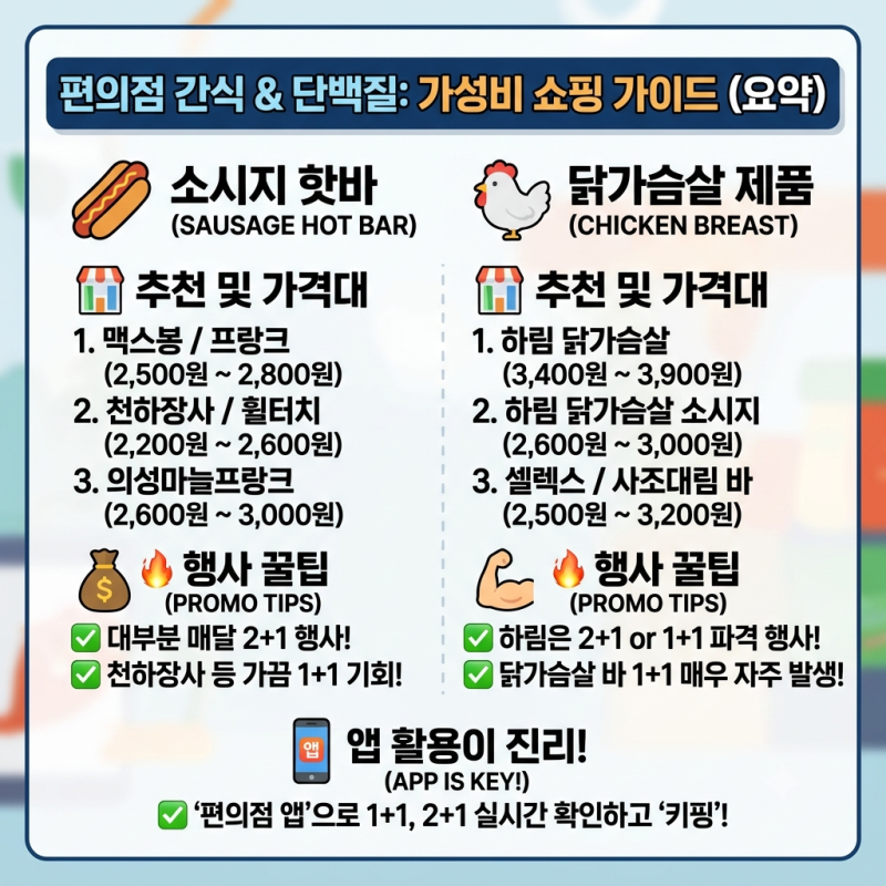 편의점 핫바 & 닭가슴살 가격 총정리! 1+1 행사로 가성비 챙기는 꿀팁
