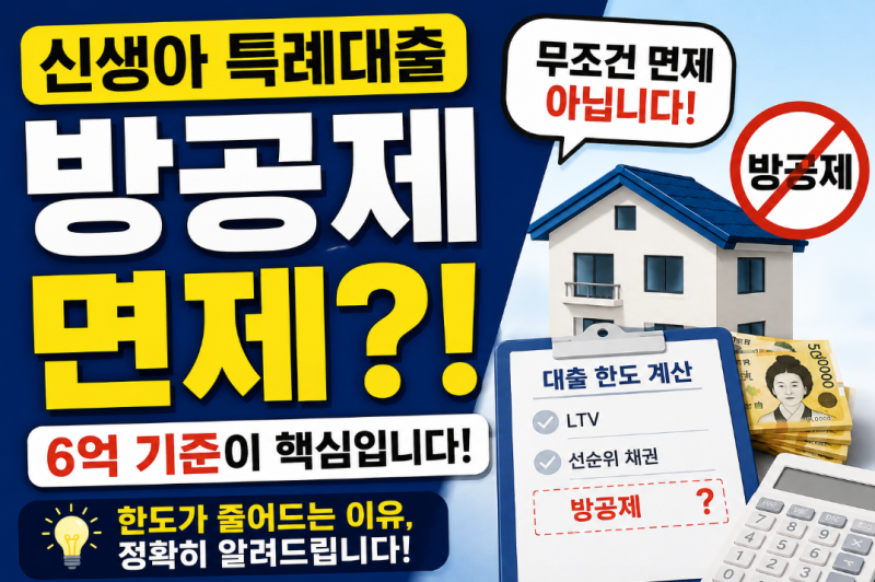 신생아 특례대출 방공제 무조건 면제?! 6억 기준과 계산 방식 정확하게 알아보기