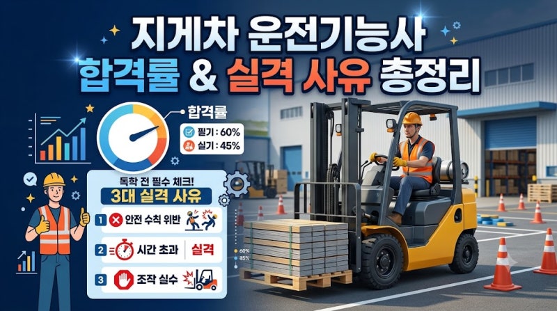 지게차 운전기능사 필기 실기 합격률 총정리! 독학 전 필수 체크해야 할 3대 실격 사유