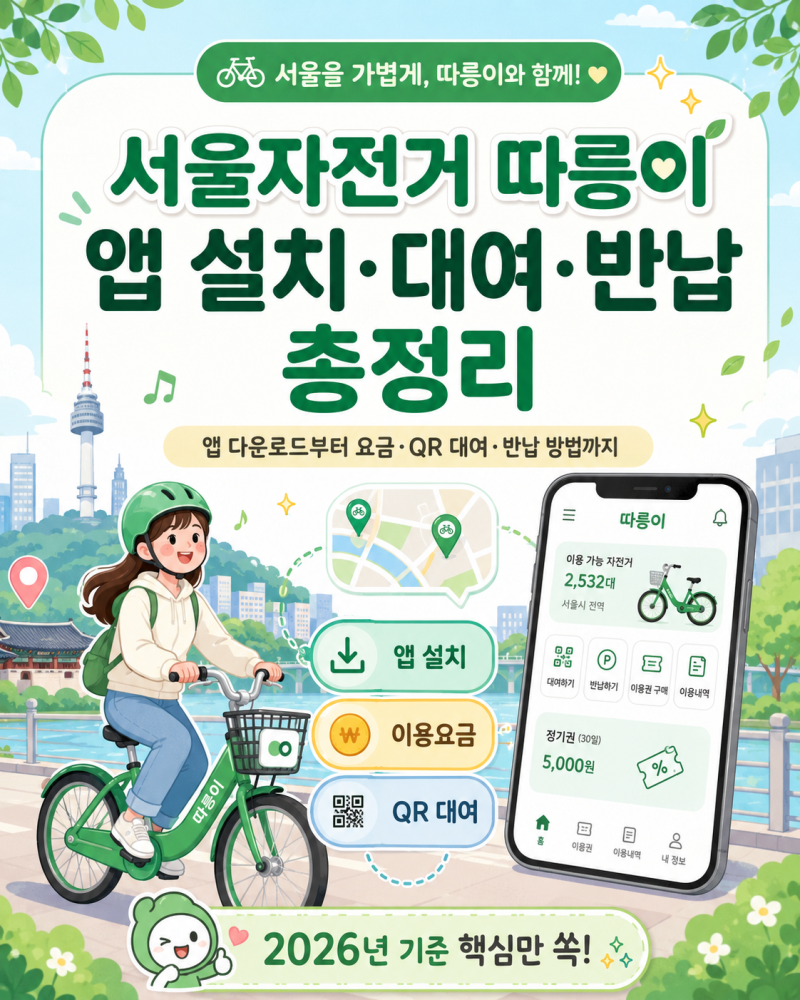 서울자전거 따릉이 앱 설치 다운로드｜처음 타는 분들을 위한 이용방법 정리