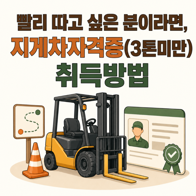 빨리 따고 싶은 분이라면, 지게차자격증(3톤미만) 취득방법·교육과정·교육기관 선택·국비....