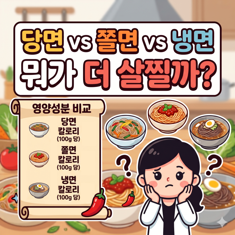 당면 vs 쫄면 vs 냉면 vs 소면, 뭐가 더 살찔까? (영양성분 비교)
