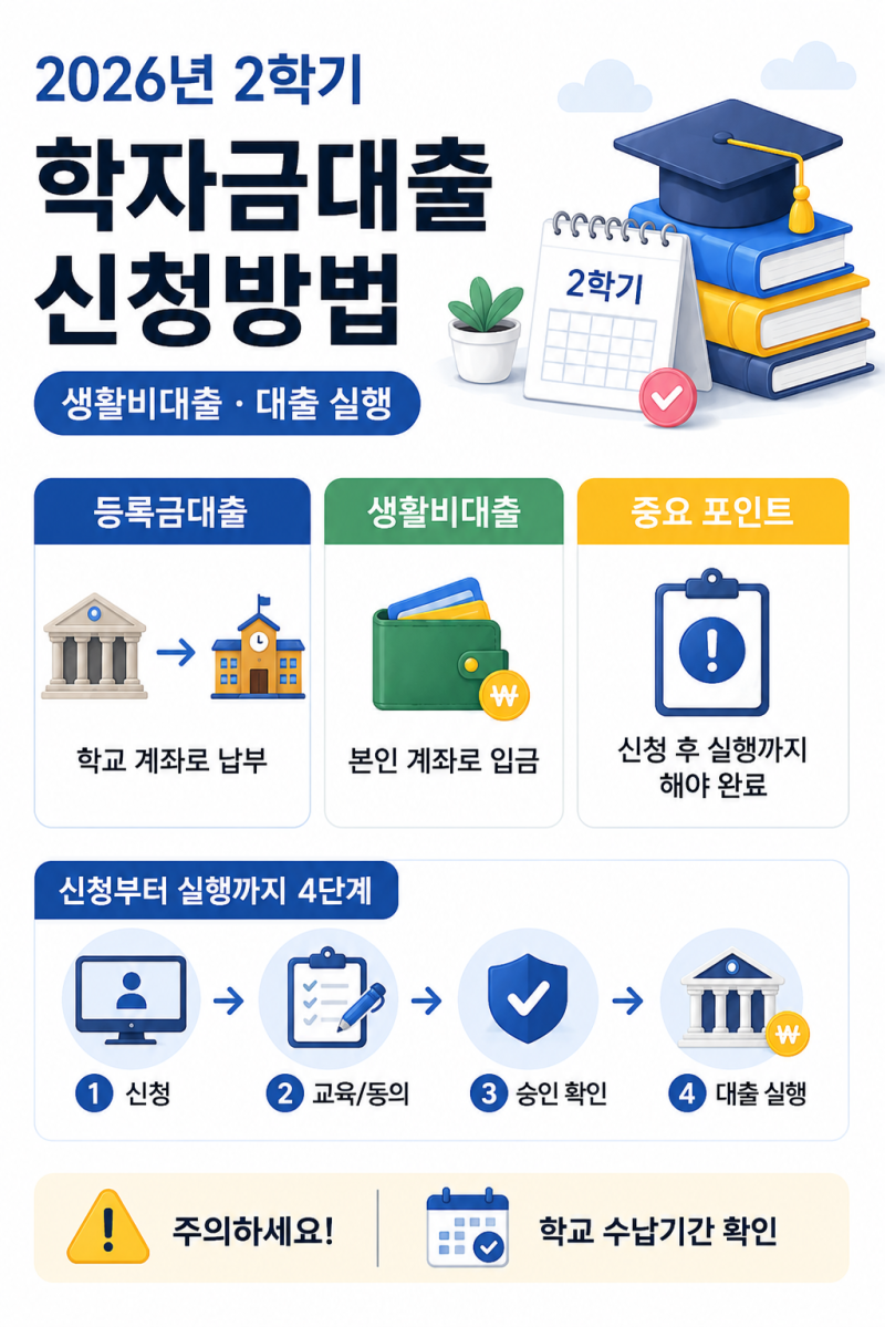 2026년 2학기 학자금대출 신청방법 총정리｜생활비대출·대출 실행 방법