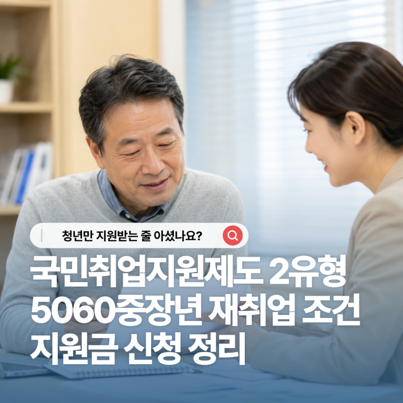 국취제 1유형 2유형 중장년 기준 - 50대 60대 재취업 지원금 신청