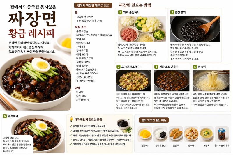 집에서 짜장면 만들기 레시피 | 춘장으로 만드는 짜장면
