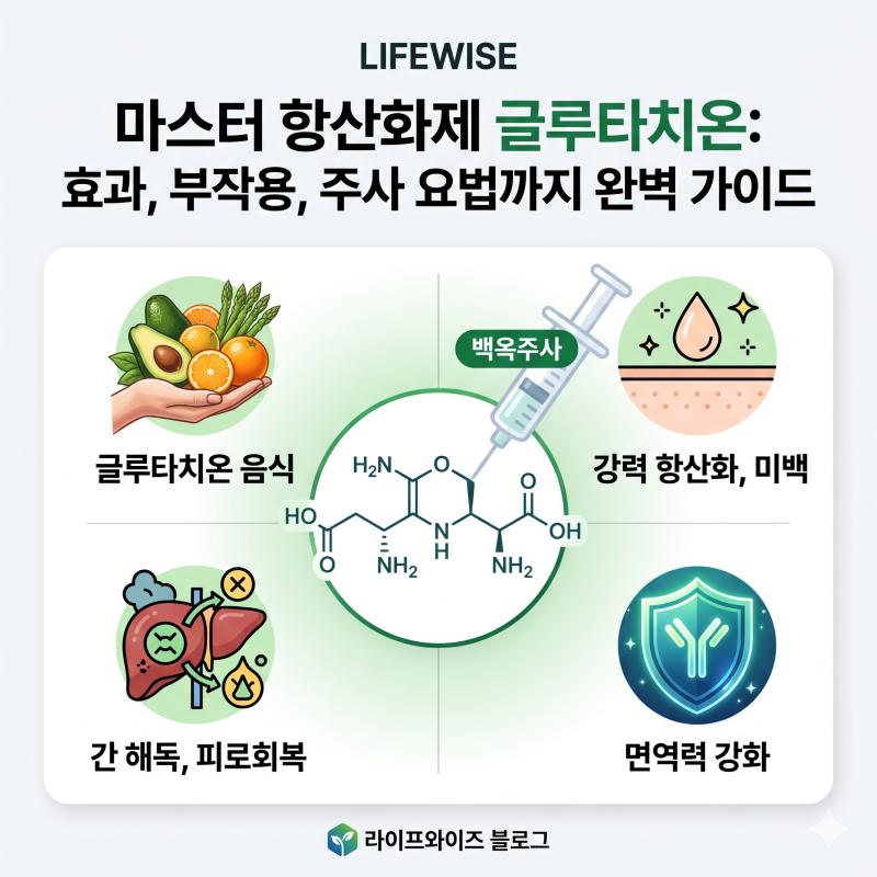 글루타치온의 모든 것: 효과, 부작용, 백옥주사와 음식 섭취법 완벽 가이드